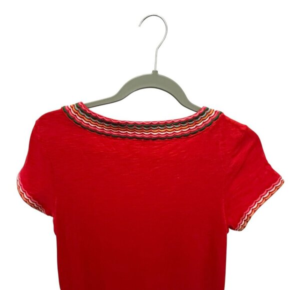 Boden Red Dress With Multicolor Embroidered Neckline & Hem Details size 4 - Picture 6 of 7